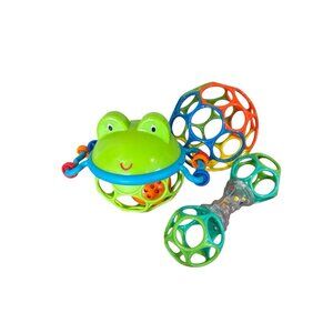 Bright Starts Jingle & Shake Pal Frog Ball, Oball, Oball Shaker Rattle Set Of 3